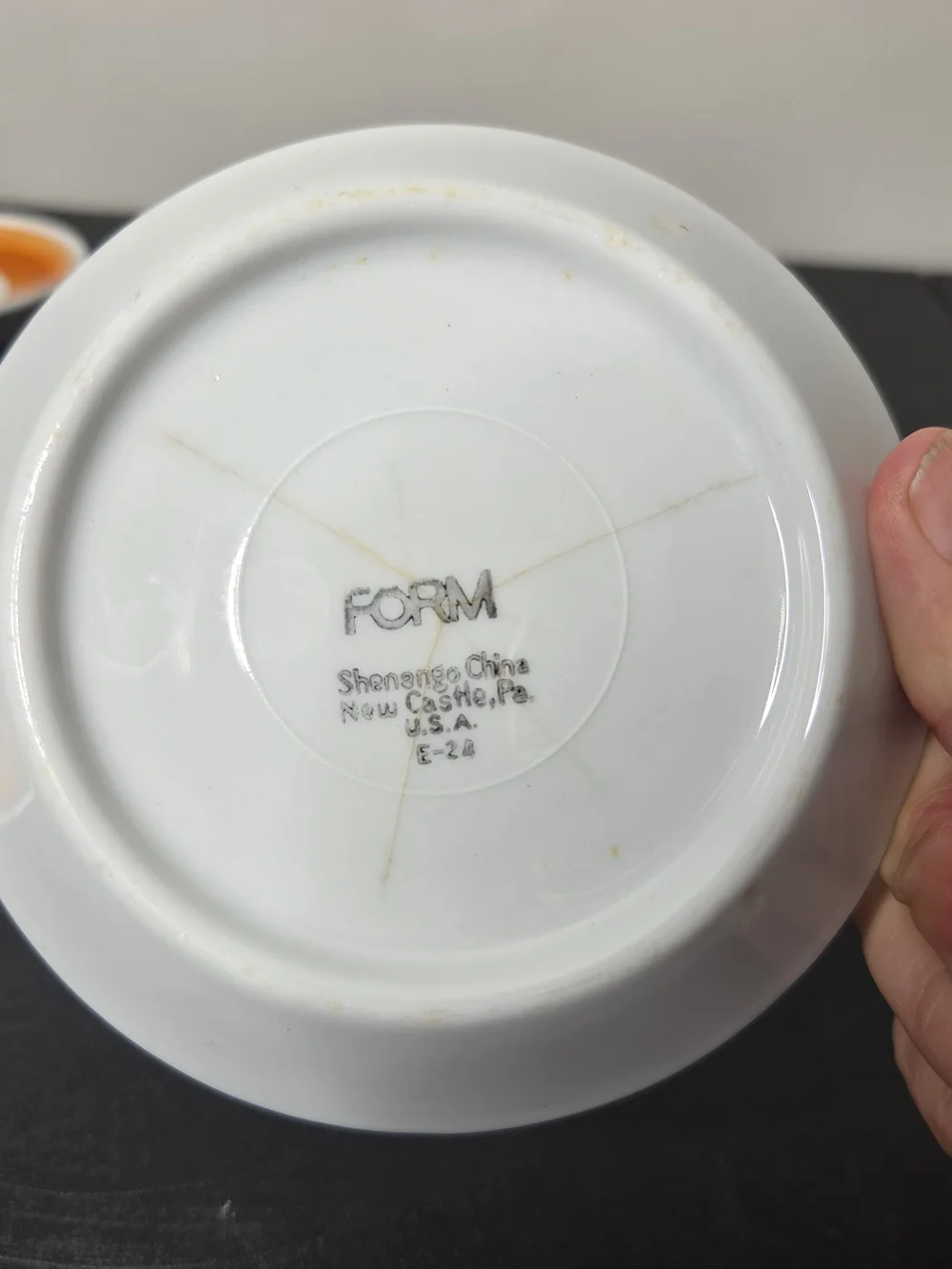 Form Shenango China Set of 8 Orange and White Glazed Saucer Plates 5